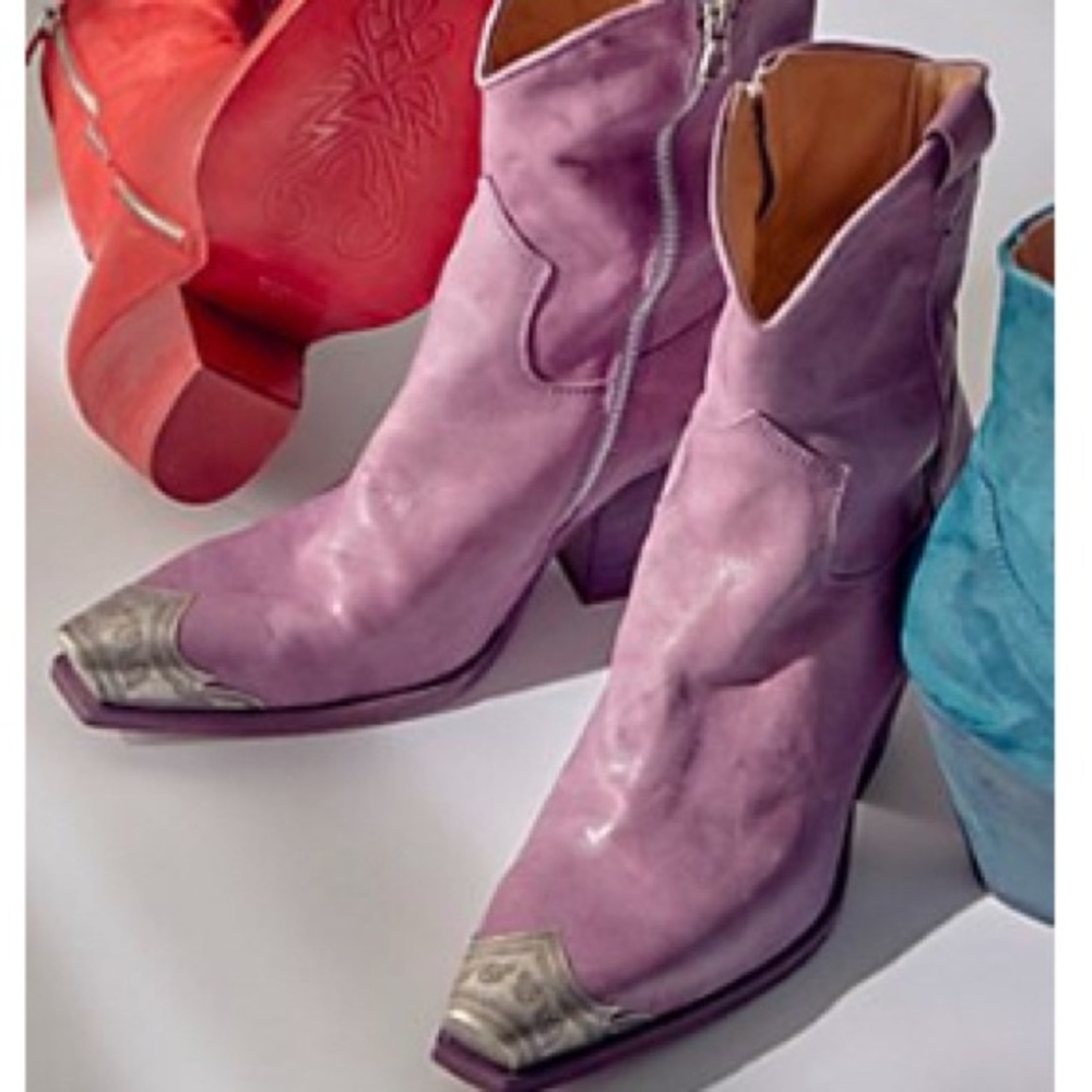 Free People Lavender Ankle Boots with Silver Accents